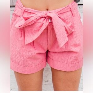Lauren James seersucker Pink Bow Shorts